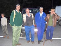 Mariano, Tino, Andrés y Lucinio al iniciarse la cacería