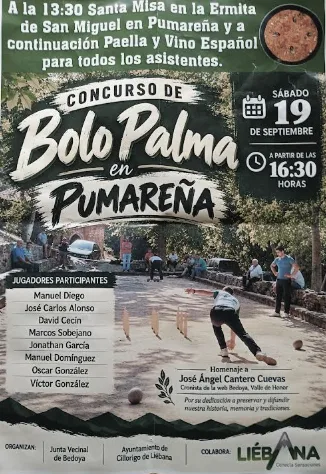 Cartel del Concurso de Bolo Palma de Pumareña, 19 de septiembre de 2026